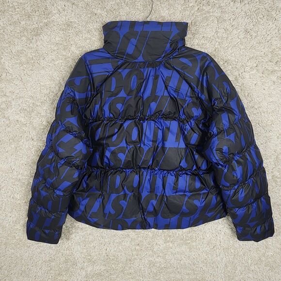 Nike Puffer Jacket Womens Medium Blue Sportswear Just Do It Logo Zip Winter Coat - Picture 5 of 11